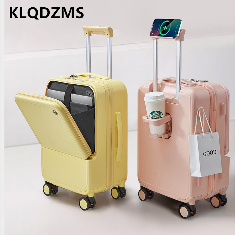 KLQDZMS Aluminum Frame Suitcas - Front Opening Laptop Luggage 24 Inch 评论和价格