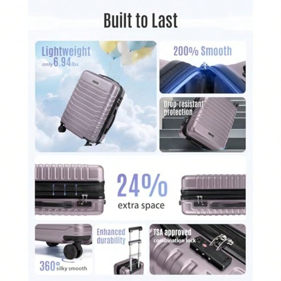 Expandable Carry On Lage 22x14 - Spinner Wheel Rolling Suitcase 20 Inch 评论和价格