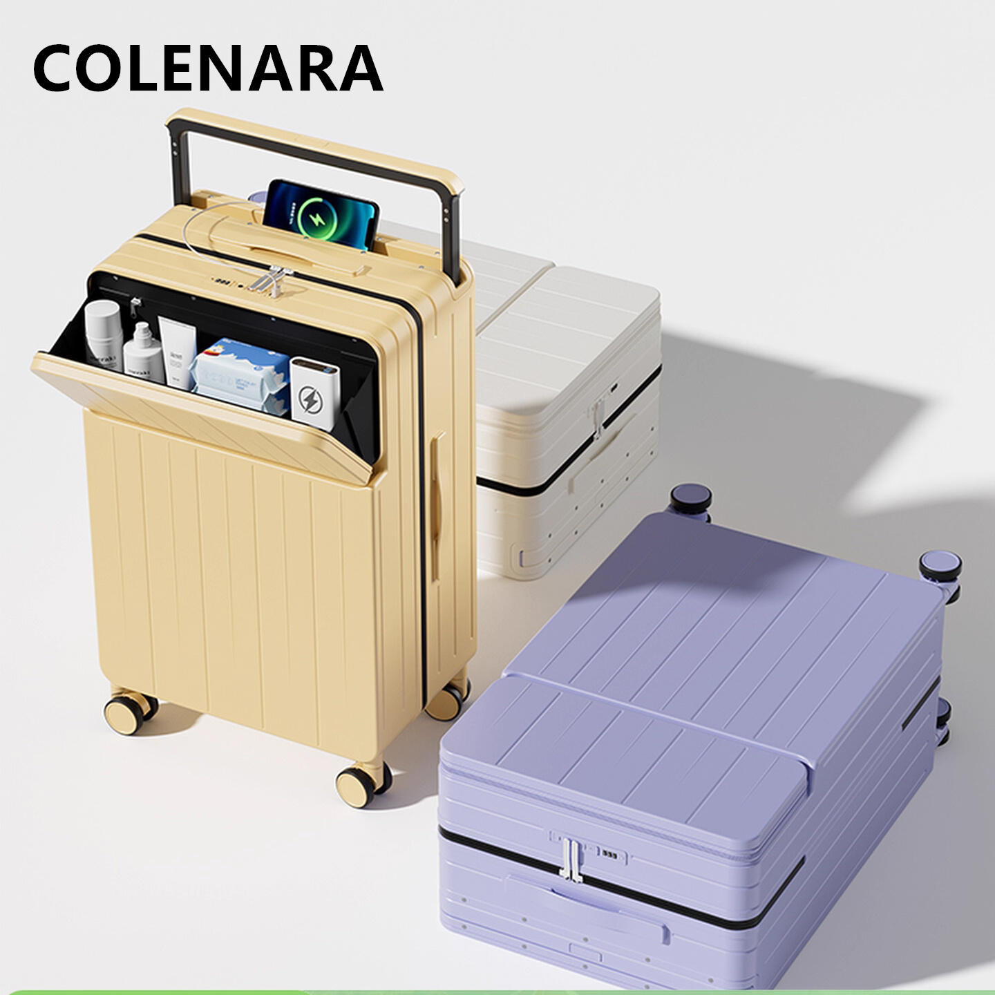 COLENARA Multifunctional Suitc - Front Opening Laptop Luggage 24 Inch 评论和价格