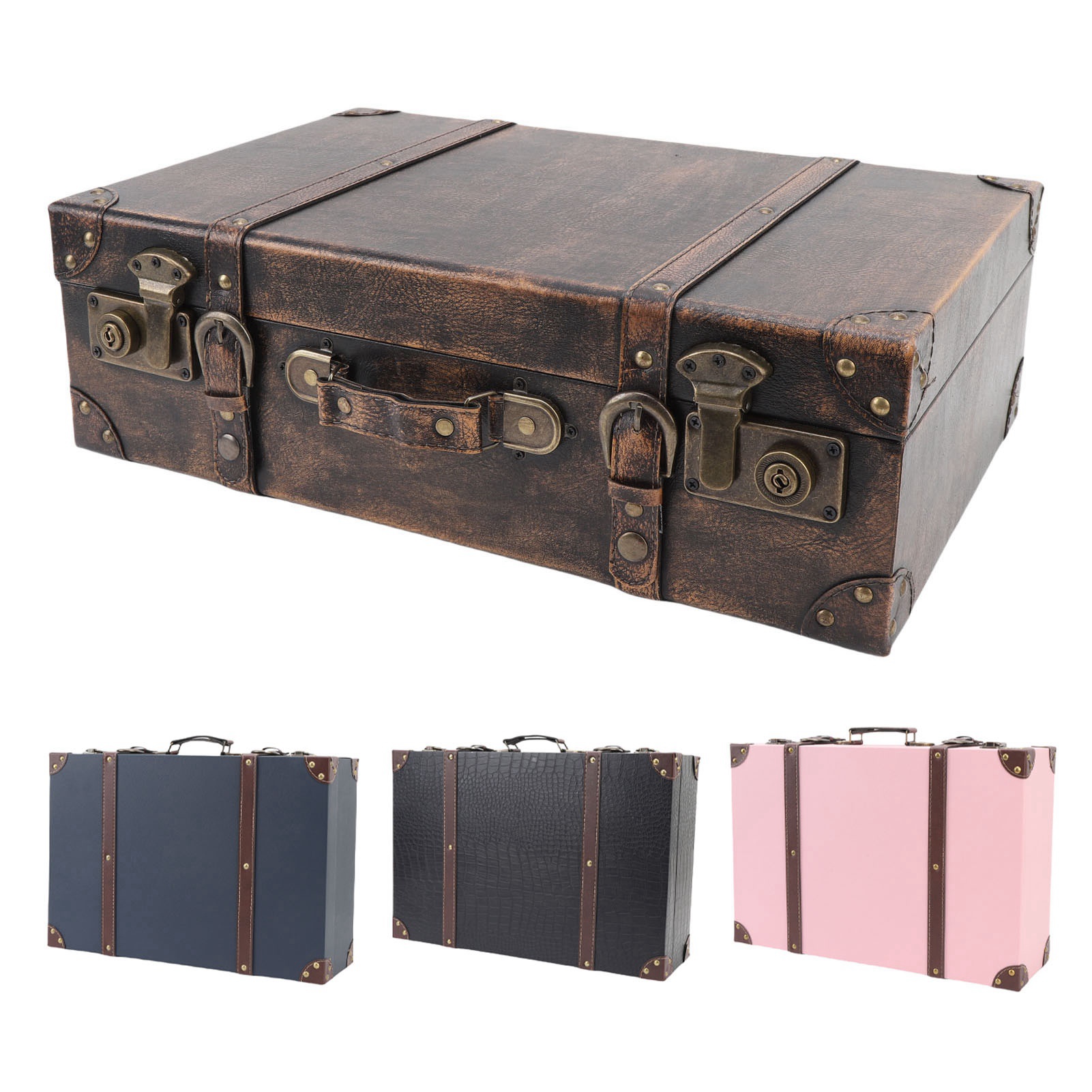 Vintage Suitcase Box Travel St - Retro Vintage Trunk Suitcase 评论和价格