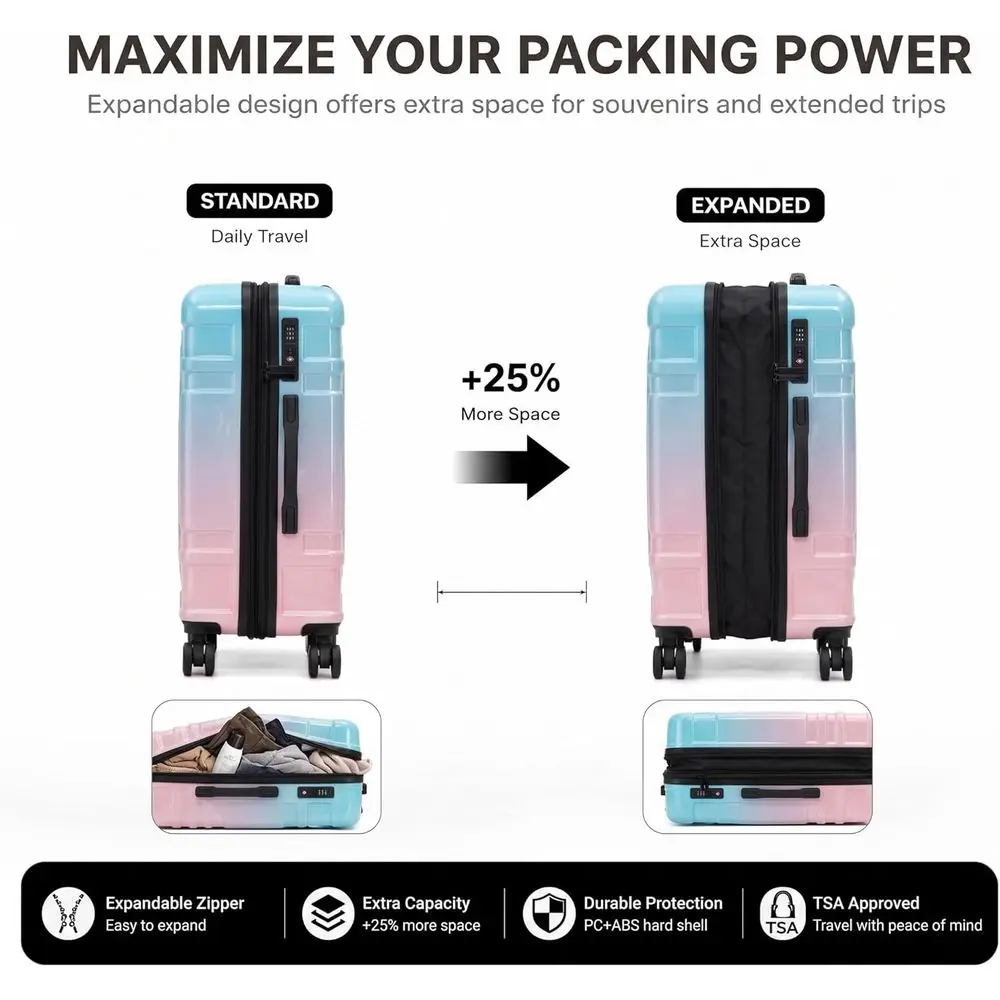 5 Piece Hardshell Luggage Set, - Expandable Hard Shell Luggage Set 评论和价格