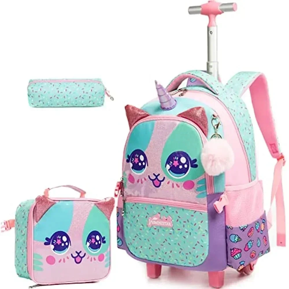 3PCS Cute Rolling Backpack for - Foldable Rolling Luggage Bag 评论和价格