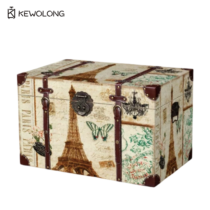 Vintage Plaid Print Wooden Sto - Retro Vintage Trunk Suitcase 评论和价格