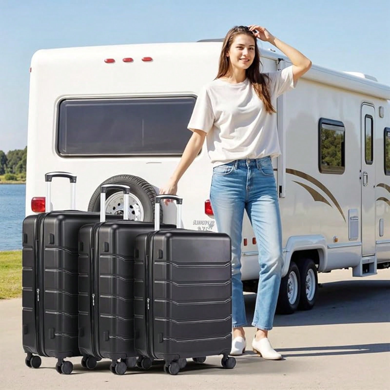 3-Piece Luggage Sets, Hardside - Expandable Hard Shell Luggage Set 评论和价格