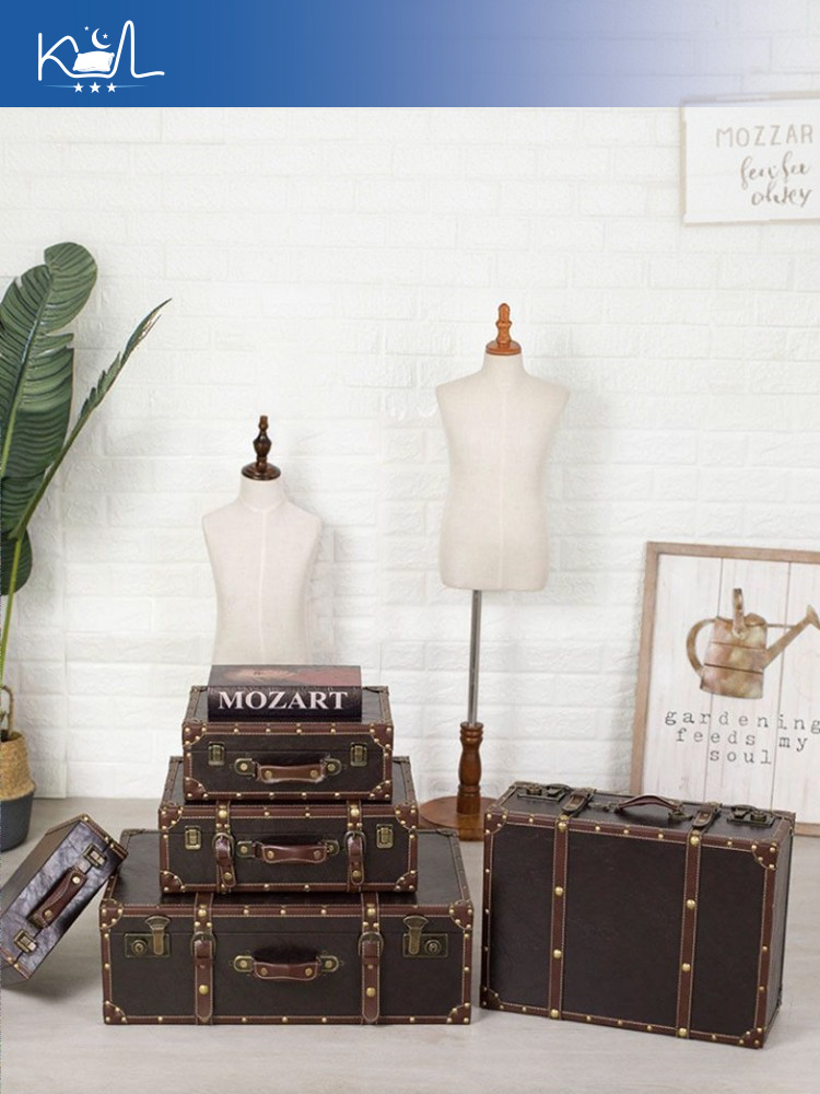 Vintage Brown Decorative Suitc - Retro Vintage Trunk Suitcase 评论和价格