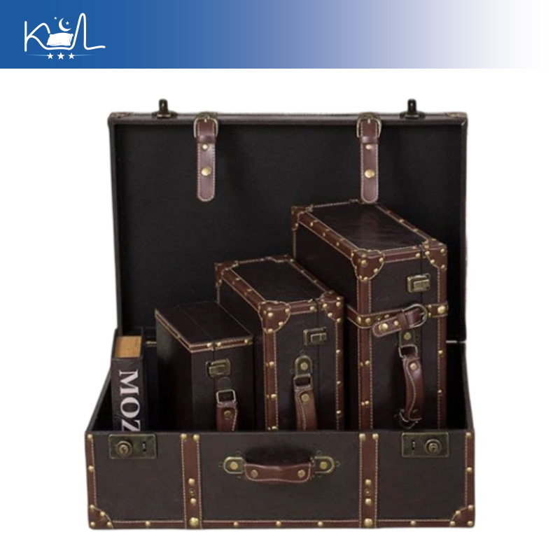 Vintage Brown Decorative Suitc - Retro Vintage Trunk Suitcase 评论和价格