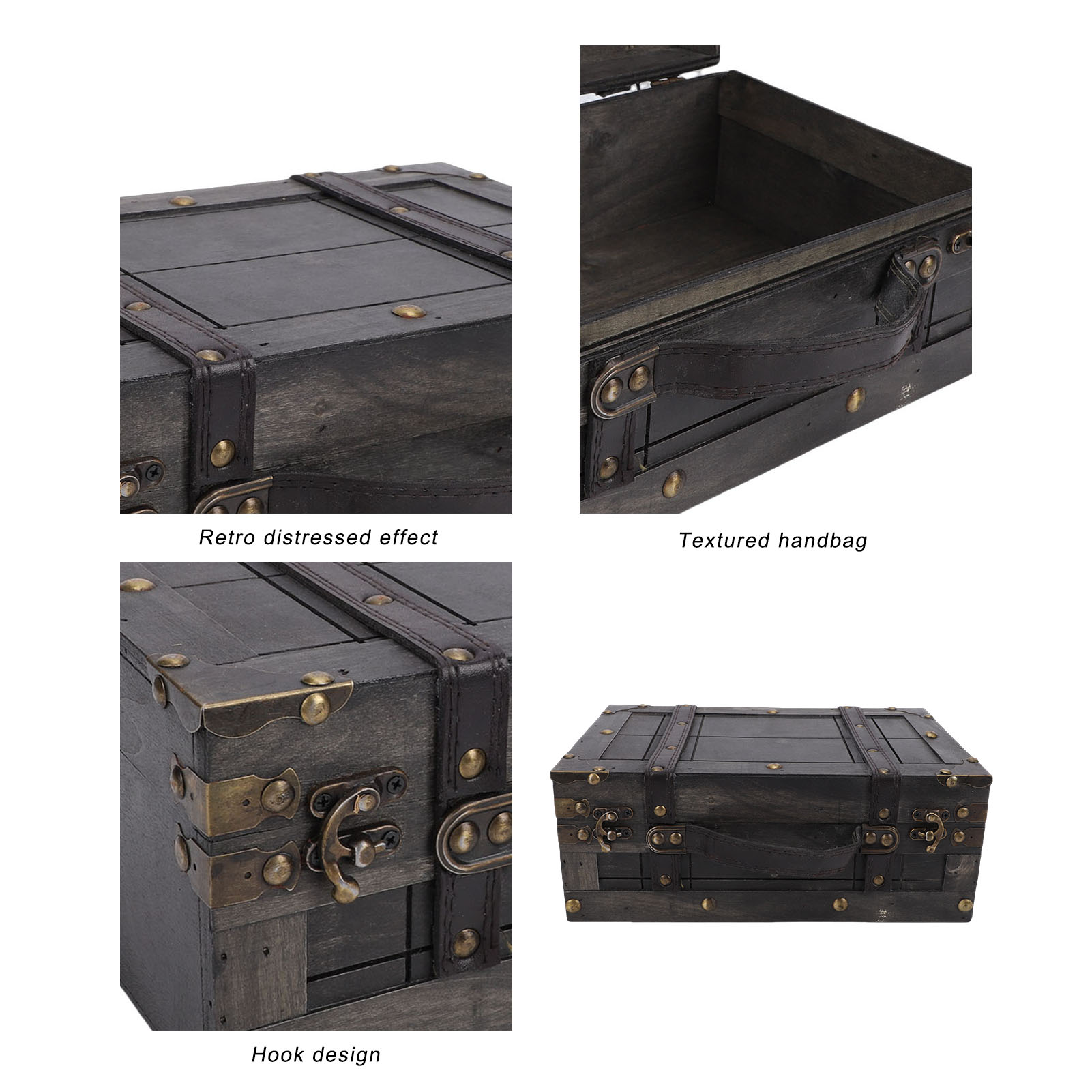 Wood Storage Trunk Wooden Ches - Retro Vintage Trunk Suitcase 评论和价格