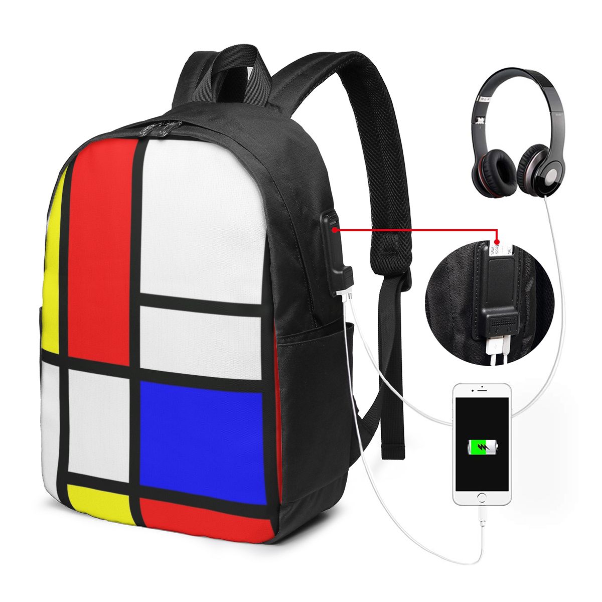 Piet Mondrian Composition  Bac - Travel Bags 评论和价格