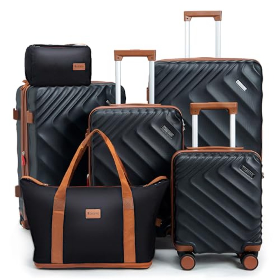 6-Piece Hard Shell Expandable  - Expandable Hard Shell Luggage Set 评论和价格