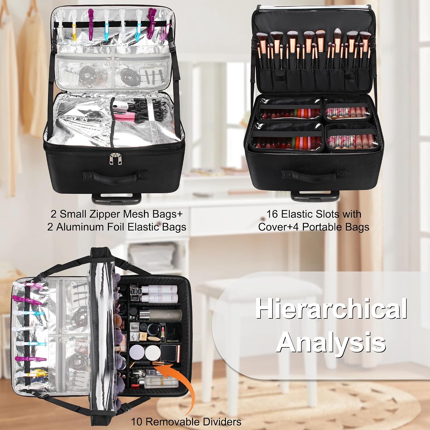 Extra Large Rolling Makeup Tra - Travel Bags 评论和价格