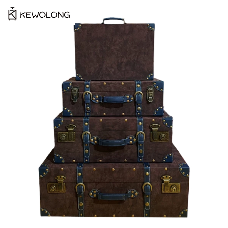 Vintage Leather Suitcase Stora - Retro Vintage Trunk Suitcase 评论和价格