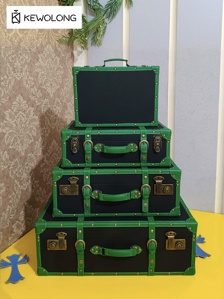 Vintage Leather Suitcase Stora - Retro Vintage Trunk Suitcase 评论和价格