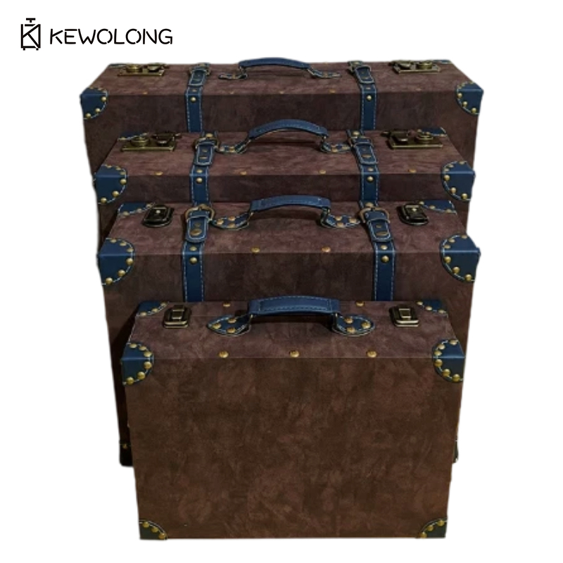 Vintage Leather Suitcase Stora - Retro Vintage Trunk Suitcase 评论和价格