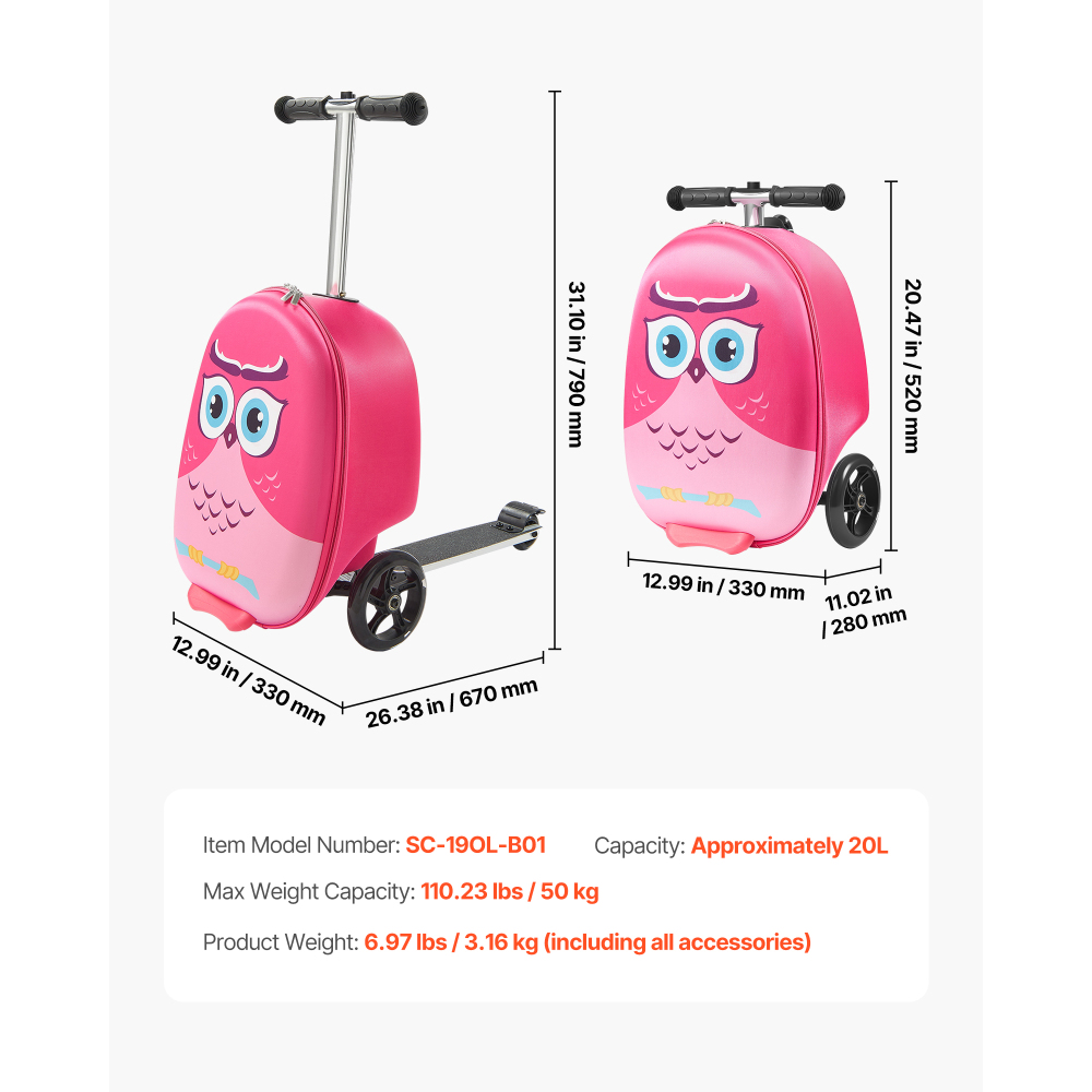 20 Inch Kids Ride on Scooter L - Kids Ride On Suitcase Scooter 评论和价格