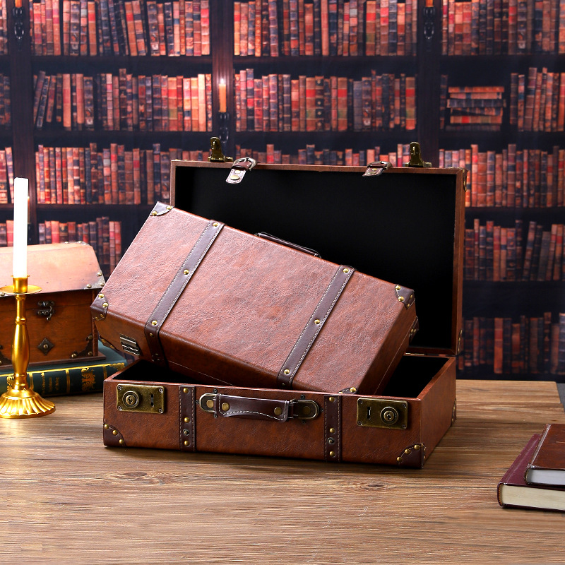 Vintage Wooden Suitcase Multi- - Retro Vintage Trunk Suitcase 评论和价格