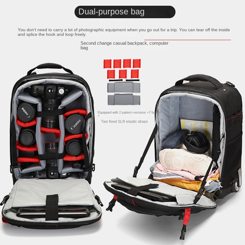 Trolley Photography Backpack P - Foldable Rolling Luggage Bag 评论和价格